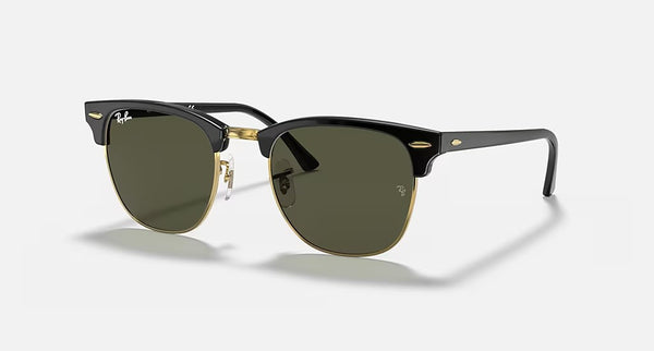 Ray-Ban Clubmaster Classic Polished Black On Gold Frame/G-15 Green Lens RB3016 W0365 51