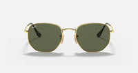 Ray-Ban Hexagonal Flat Lenses Polished Gold Frame G-15 Green Lens RB3548N 001 54