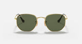 Ray-Ban Hexagonal Flat Lenses Polished Gold Frame G-15 Green Lens RB3548N 001 54