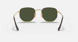 Ray-Ban Hexagonal Flat Lenses Polished Gold Frame G-15 Green Lens RB3548N 001 54