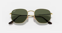 Ray-Ban Hexagonal Flat Lenses Polished Gold Frame G-15 Green Lens RB3548N 001 54