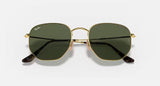 Ray-Ban Hexagonal Flat Lenses Polished Gold Frame G-15 Green Lens RB3548N 001 54